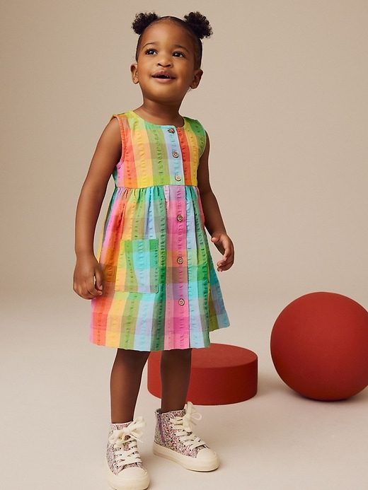 Image number 1 showing, NEXT Toddler Rainbow Check Dress