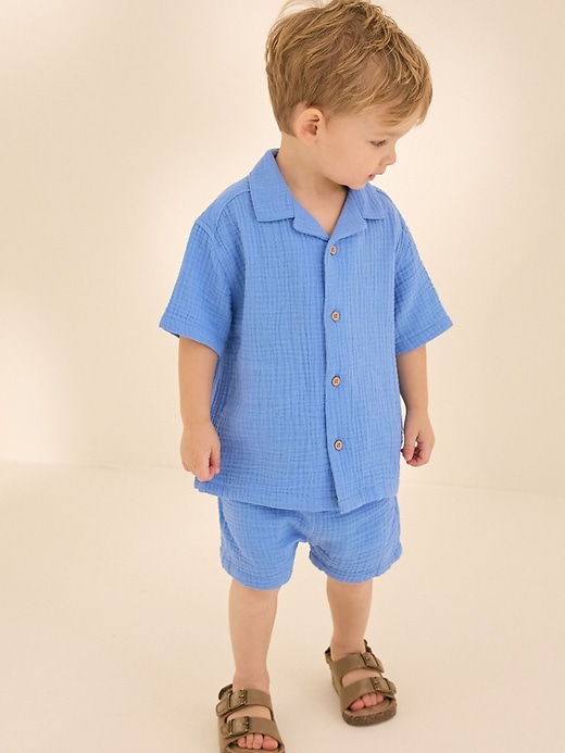 Image number 1 showing, NEXT Toddler Gauze Shirt & Shorts Set