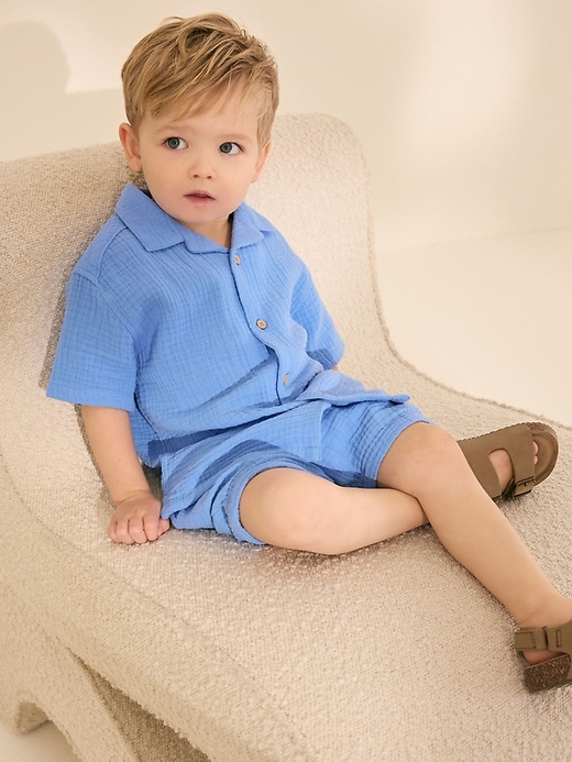 Image number 2 showing, NEXT Toddler Gauze Shirt & Shorts Set