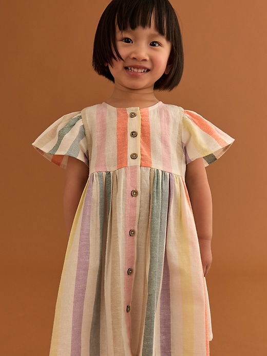Image number 1 showing, NEXT Toddler  Rainbow Stripe Dress