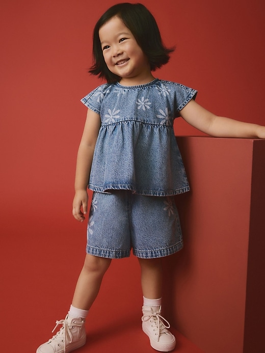 Image number 1 showing, NEXT Toddler Flower Denim Set
