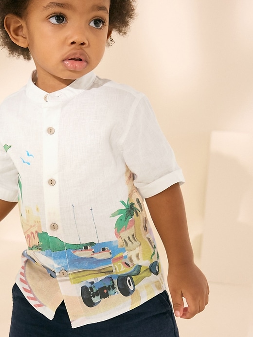 Image number 1 showing, NEXT Toddler Linen-Cotton Racetrack Shirt
