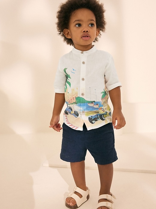 Image number 2 showing, NEXT Toddler Linen-Cotton Racetrack Shirt