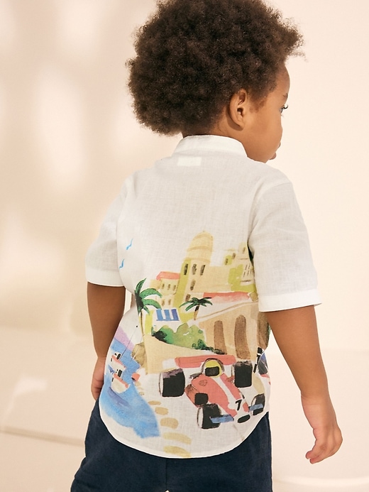 Image number 3 showing, NEXT Toddler Linen-Cotton Racetrack Shirt
