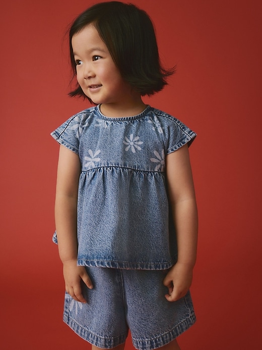 Image number 2 showing, NEXT Toddler Flower Denim Set