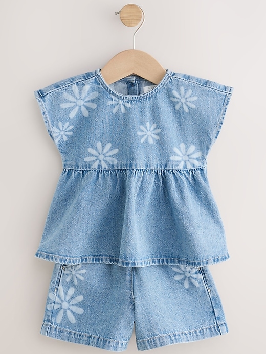 Image number 5 showing, NEXT Toddler Flower Denim Set