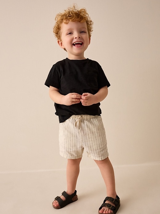 Image number 1 showing, NEXT Toddler Linen-Cotton Striped Shorts