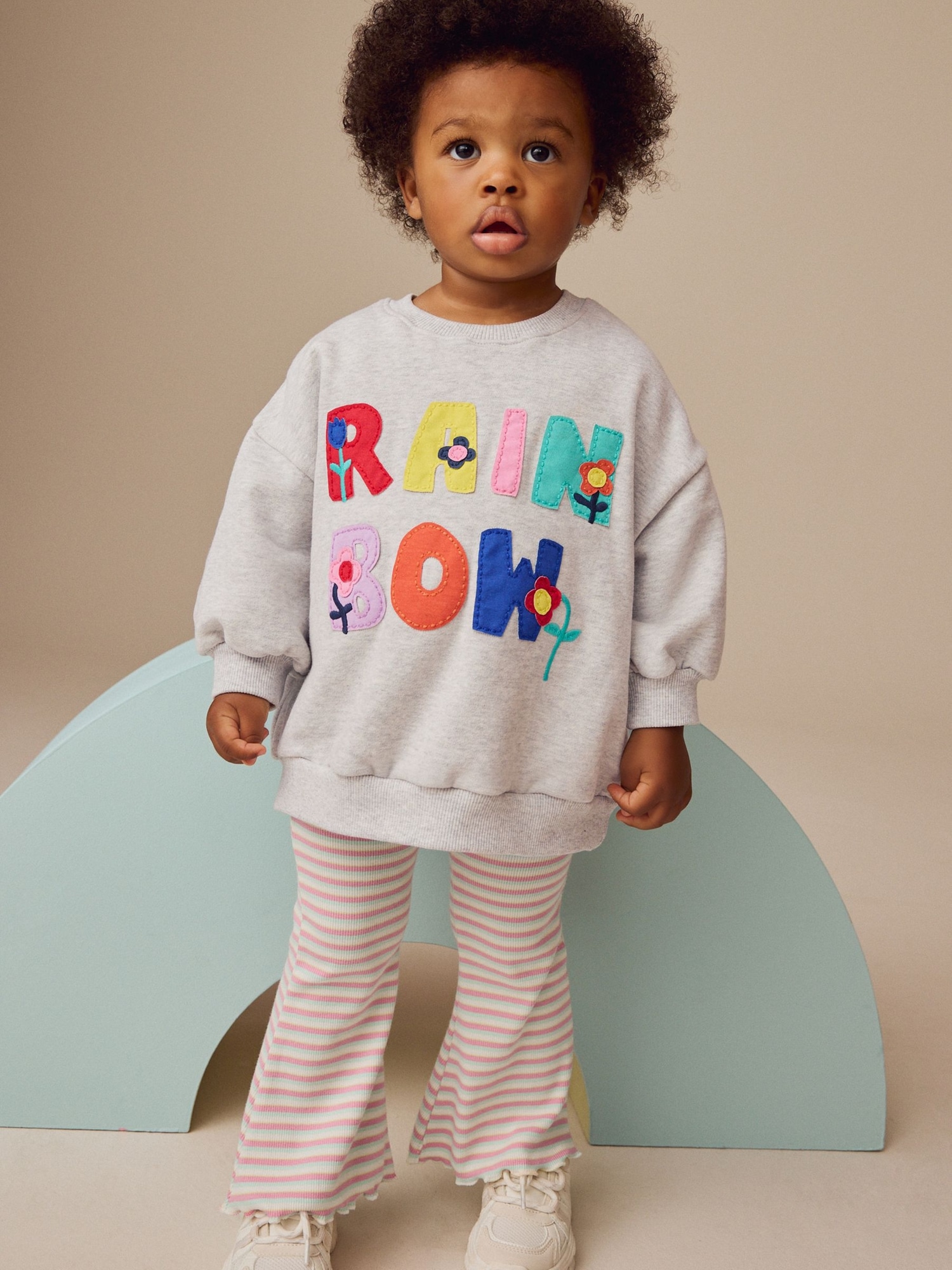 NEXT Toddler Rainbow Sweatshirt & Flare Leggings Set