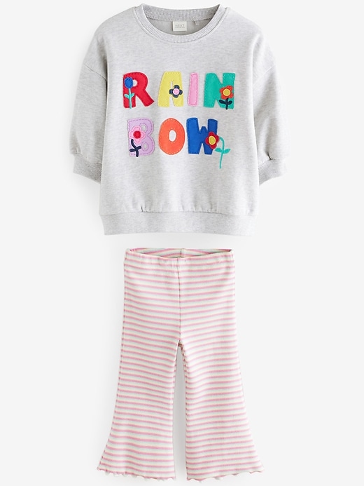 Image number 4 showing, NEXT Toddler Rainbow Sweatshirt & Flare Leggings Set