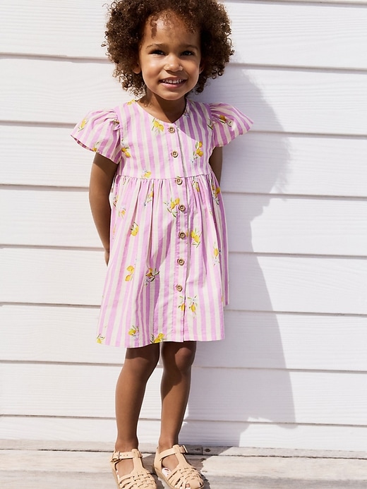 Image number 1 showing, NEXT Toddler Stripe Button-Down Dress