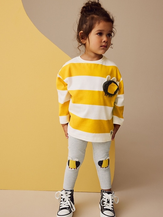 Image number 1 showing, NEXT Toddler Bee Happy Striped T-Shirt