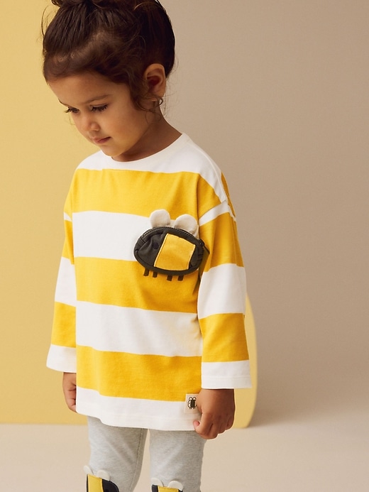 Image number 2 showing, NEXT Toddler Bee Happy Striped T-Shirt