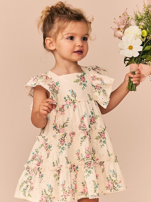 Image number 1 showing, NEXT Toddler Floral Eyelet Dress