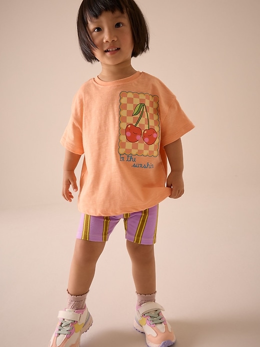 Image number 1 showing, NEXT Toddler Fruit Stripe Shorts Set