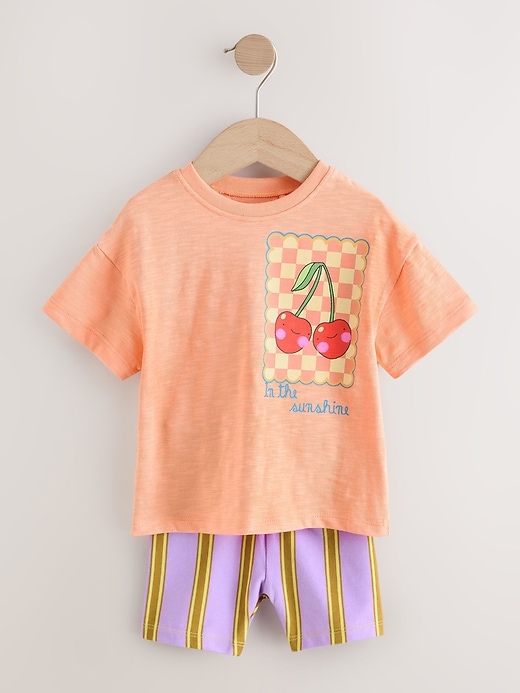Image number 4 showing, NEXT Toddler Fruit Stripe Shorts Set