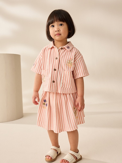 Image number 2 showing, NEXT Toddler Stripe Shirt & Skirt Set