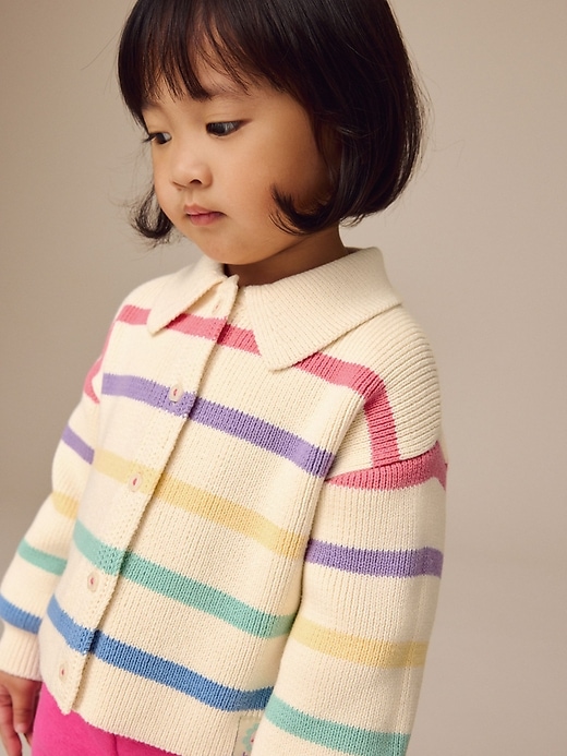 Image number 3 showing, NEXT Toddler Rainbow Striped Cardigan