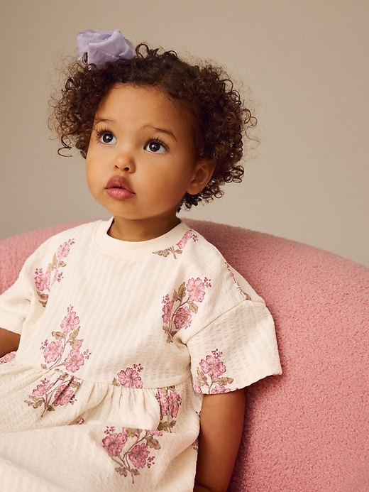 Image number 4 showing, NEXT Toddler Textured Floral Jersey Dress