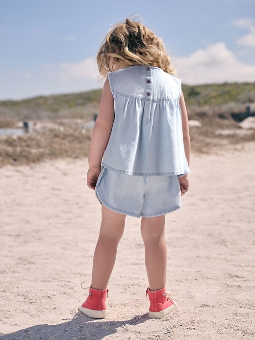 Image number 3 showing, NEXT Toddler Cherry Denim Top & Shorts Set