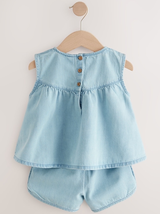 Image number 7 showing, NEXT Toddler Cherry Denim Top & Shorts Set