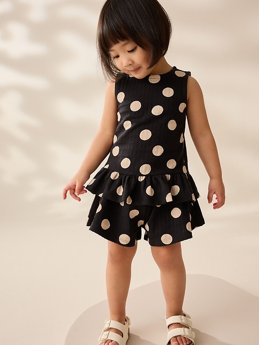 Image number 1 showing, NEXT Toddler Spotted Peplum Top & Short Set