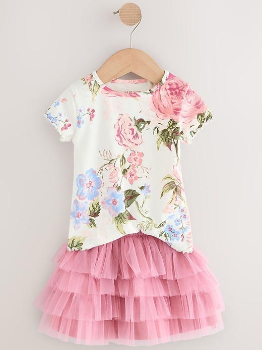 Image number 4 showing, NEXT Toddler Floral Top & Tutu Set