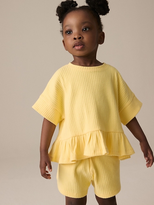 Image number 2 showing, NEXT Toddler Ribbed Peplum T-Shirt & Shorts Set