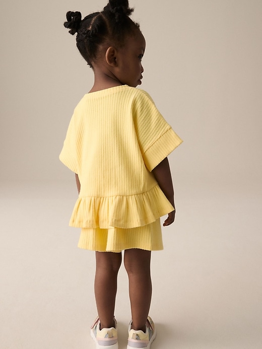 Image number 3 showing, NEXT Toddler Ribbed Peplum T-Shirt & Shorts Set