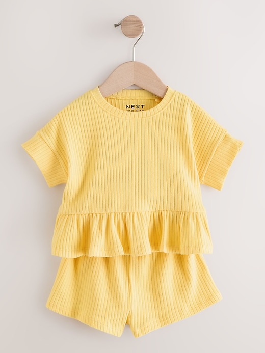 Image number 5 showing, NEXT Toddler Ribbed Peplum T-Shirt & Shorts Set
