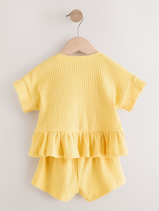 Image number 6 showing, NEXT Toddler Ribbed Peplum T-Shirt & Shorts Set