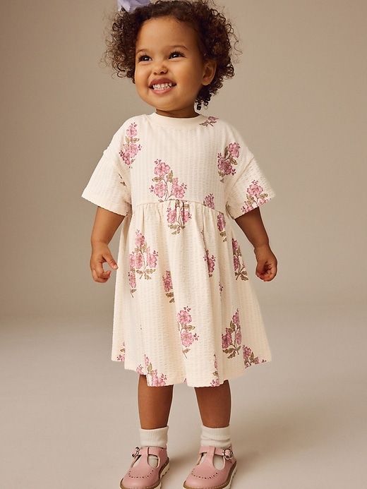 Image number 1 showing, NEXT Toddler Textured Floral Jersey Dress