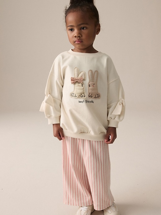Image number 1 showing, NEXT Toddler Sweatshirt & Striped Trousers Set