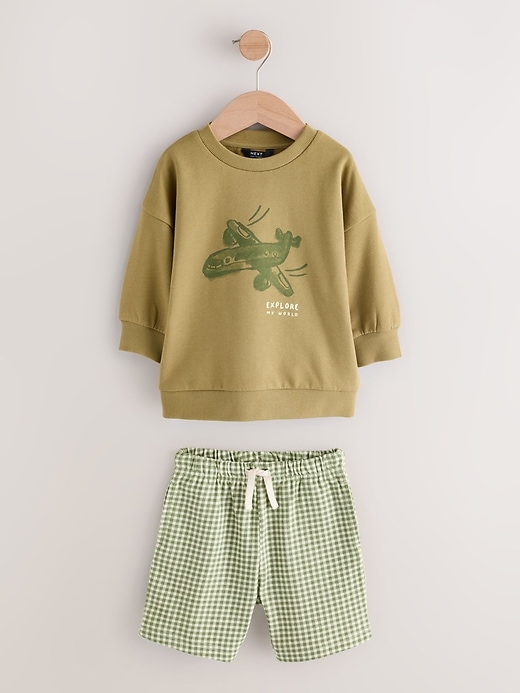 Image number 5 showing, NEXT Toddler Graphic Sweatshirt & Shorts Set