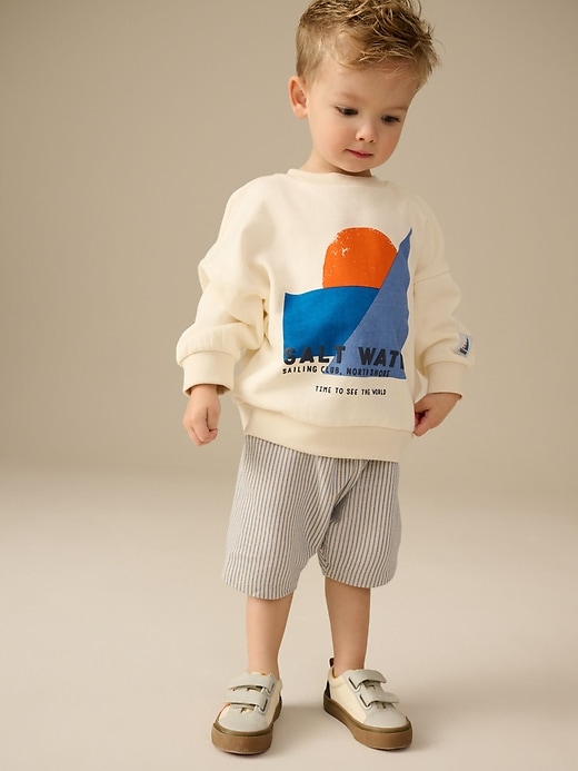 Image number 1 showing, NEXT Toddler Graphic Sweatshirt & Shorts Set