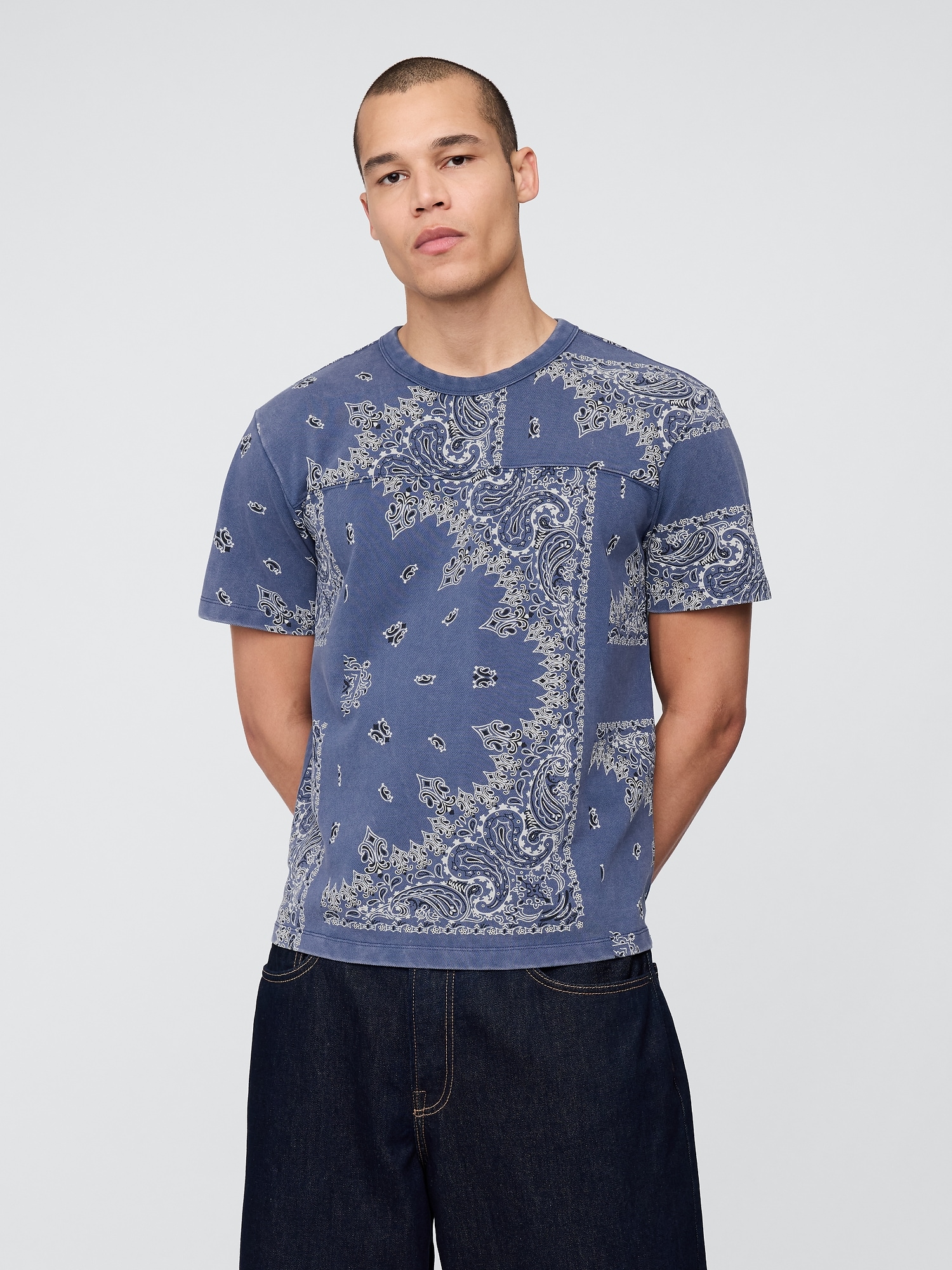 Pique Relaxed T-Shirt - Blue