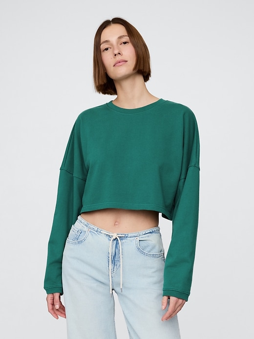 Image number 1 showing, French Terry Oversized Crop Sweatshirt