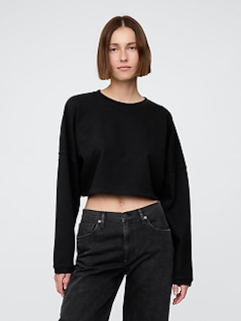 French Terry Oversized Crop Sweatshirt
