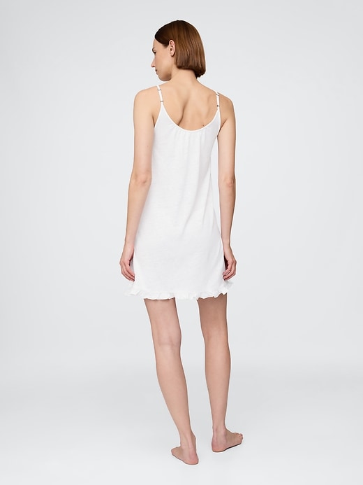 2 of 8 showing, with the color Fresh white of product Linen-Blend Ruffle PJ Dress