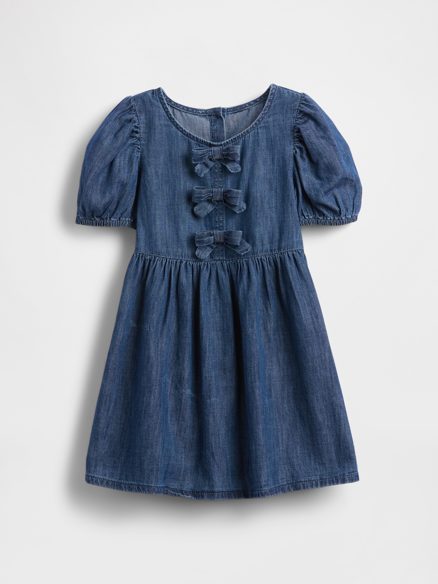 Детские платья Gap Baby & Toddler Denim Puff-Sleeve Bow Dress — фото 2