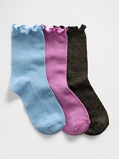 Kids Shimmer Crew Socks (3-Pack)