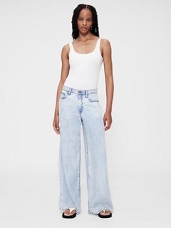 GapStudio Mid Rise Draped Denim Baggy Jeans