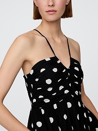 Shirred Bodice Halter Maxi Dress