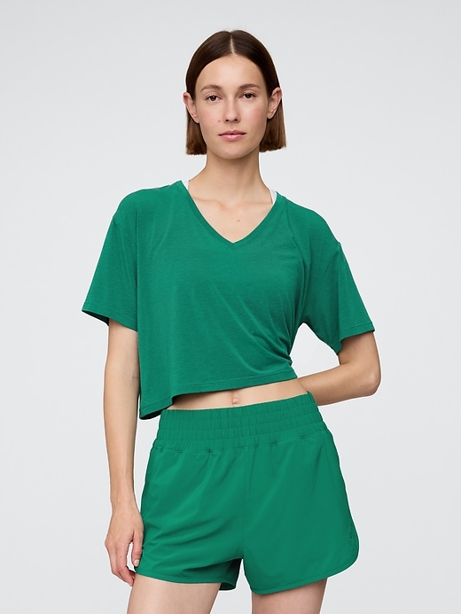 Image number 1 showing, GapFit Breathe V-Neck Crop T-Shirt