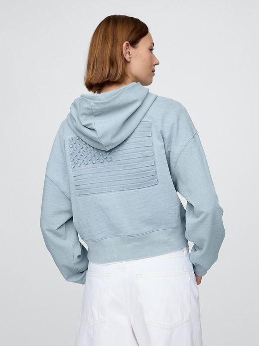Image number 3 showing, French Terry Americana Cropped Hoodie