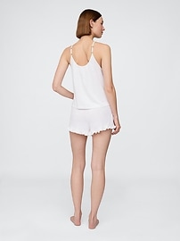 Linen-Blend Ruffle PJ Shorts