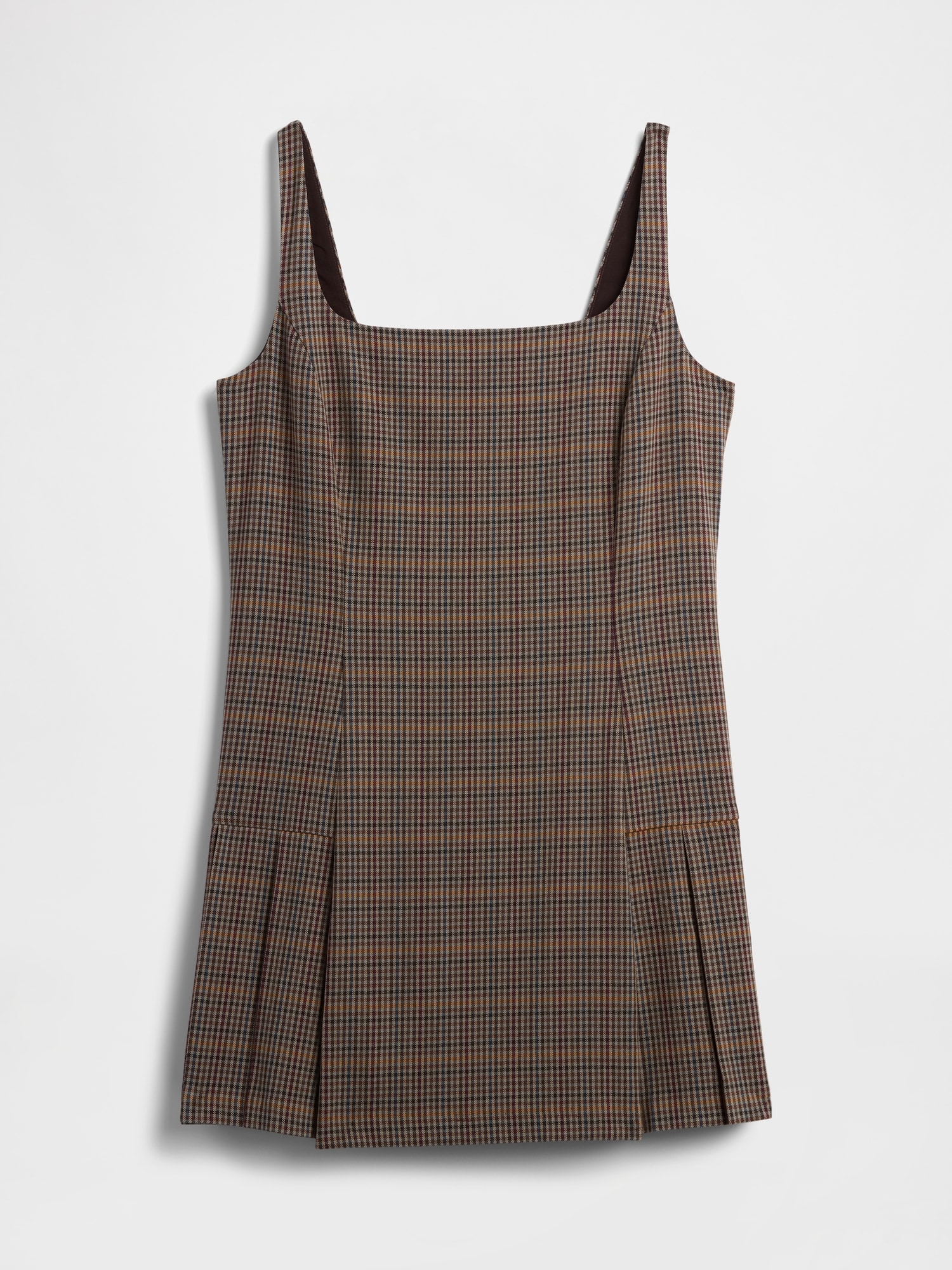 Square-Neck Pleated Mini Dress