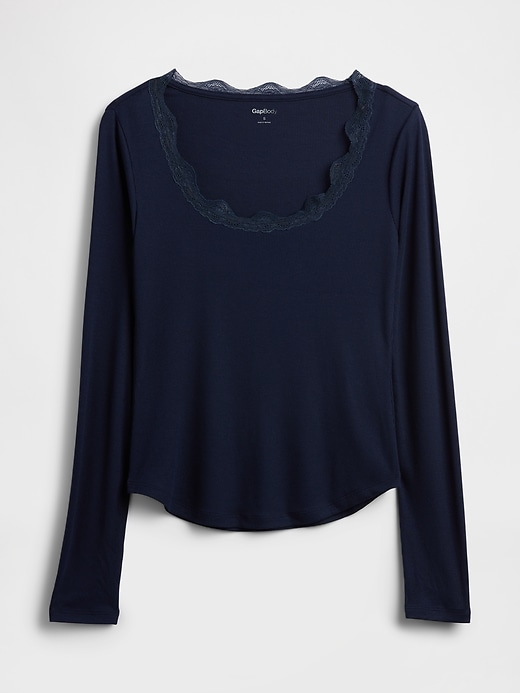 Image number 6 showing, Mini Rib Lace-Trim PJ Top