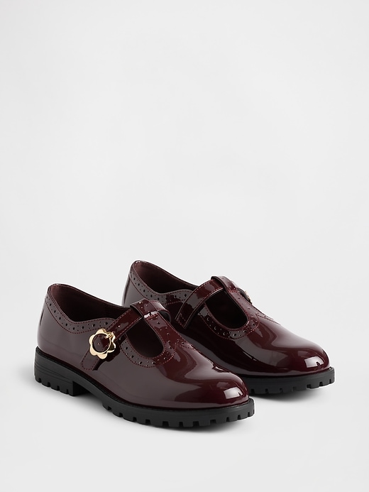 2 of 8 showing, with the color Burgundy of product Kids T-Strap Loafers