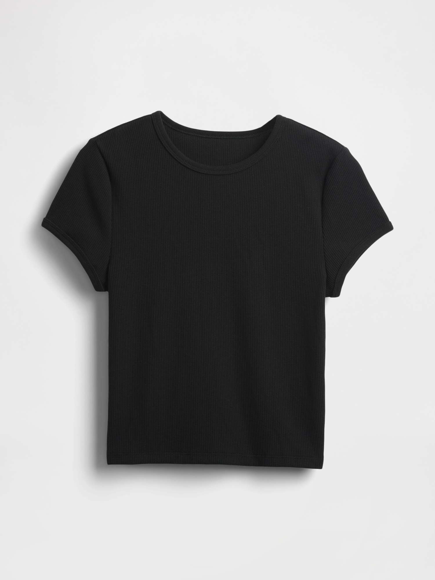 Женская футболка Gap Waffle Baby T-Shirt, цвет: Чёрный — фото 5