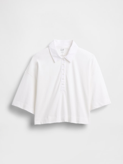 Image number 1 showing, Organic Cotton VintageSoft Heavyweight Crop Polo Shirt